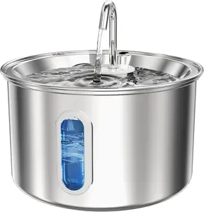 Stainless Steel  Water Fountain, 3L/101oz Pet Water Fountain,  Waterer with Quiet Pump and 4-Layer Filtration for Cats and Dogs