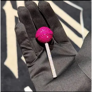 [ICE HUE] 18K Gold Vacuum Plated Copper Lollipop Pendant Necklace with 5A+ Sri Lanka Zircon, Miami-Italy-Mexico & Micro Inspired, for Women, Adults' Accessories, Meaningful Gift, Classic-Hip Hop-Simple-Sporty Styles, Daily Wear Casual Fashion, Necklaces F