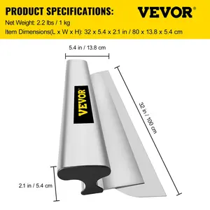 VEVOR Skimming Blade, 32 inch Smoothing Knife, European Stainless Steel Construction Knife, Aluminum Blade Profile Smoothing Knockdown Spatula for Gyprock/Drywall/Wall-Board
