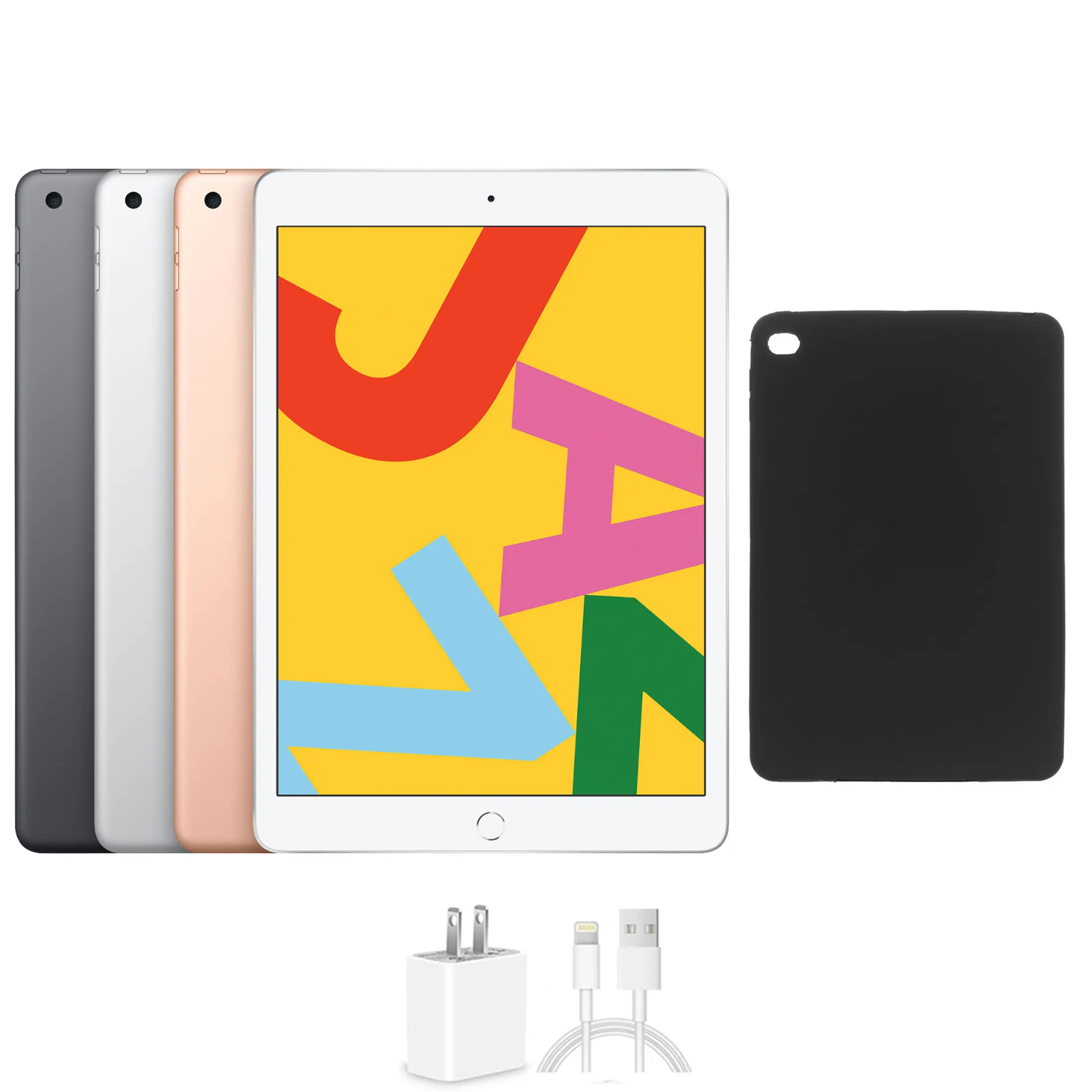 Refurbished Apple iPad 10.2-Inch, 32GB-128GB, Unlocked, All Colors, Bundle: Protective Case and Charger (Good)