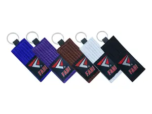 Fadi Sports BJJ Belt Keychain - Durable Poly-Cotton Martial Arts Gift for Jiu-Jitsu Fans - Rectangular Sports-Inspired Design - Double Ring Closure