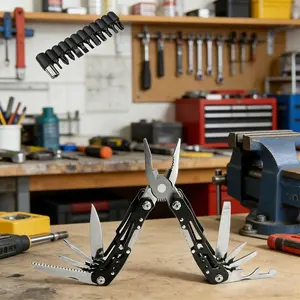 Outdoor Camping Survival Rescue Tool, Stainless Steel Foldable Tactical Multi-Function Pliers, 24-In-1 Universal Slant Nose Pliers