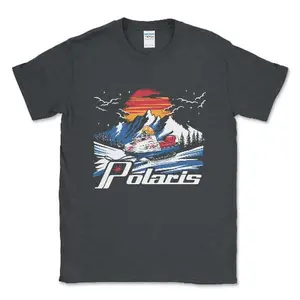 Polaris Snowmobile Tee Shirt Cotton Polyester Classic Top Menswear Badge vintage clothing