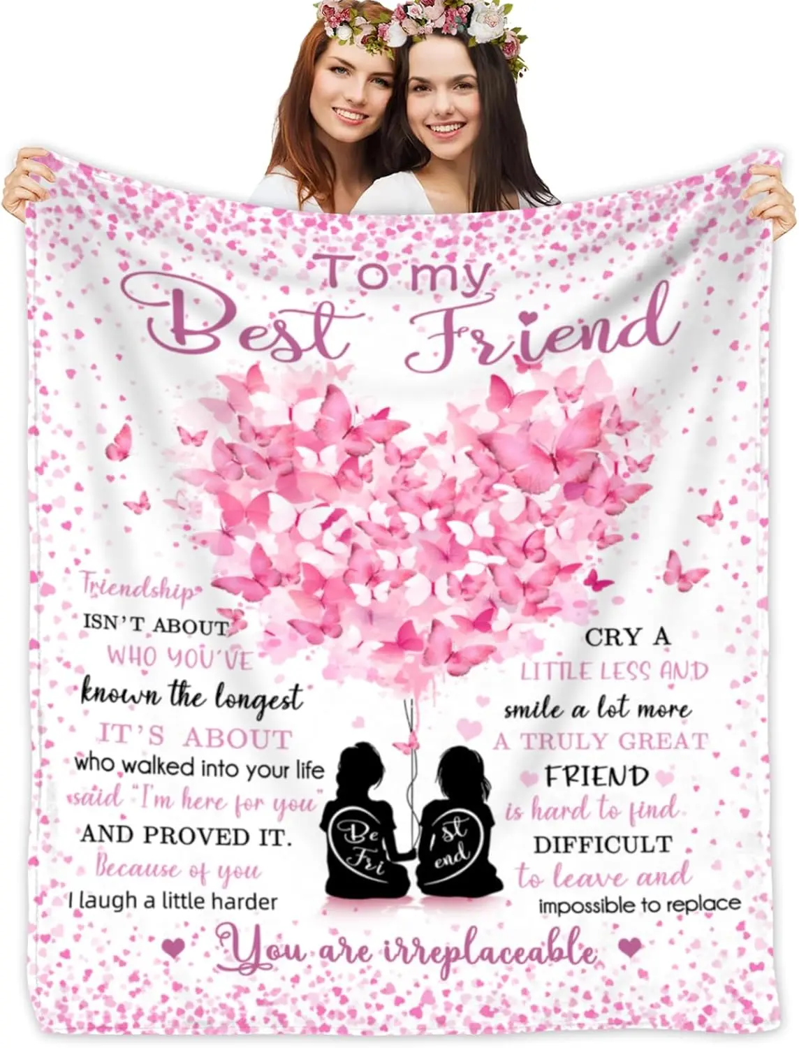 Best Friend Blanket Best Friend Birthday Gifts for Women Bestie Gifts Blanket BFF Gifts Soul Sister Graduation Gifts Ideas for Women Pink Friendship Unique Gifts Bestie Birthday Gifts