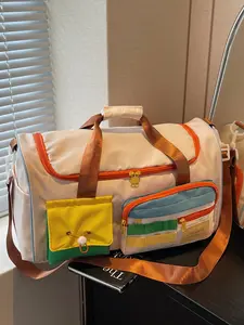 Large Capacity Casual Colorblock Travel Bag, Multi-Pocket Portable Commuter Handbag, Dry-Wet Separation, Ideal for Daily Use