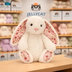Jellycat Bashful Pink Bunny Plush with Floral Ears – Ultra Soft Stuffed Bunny, Adorable Kawaii Plush Toy, Sweet Gift for Birthdays, Baby Showers, Valentine’s Day, Includes Official Jellycat Gift Bag