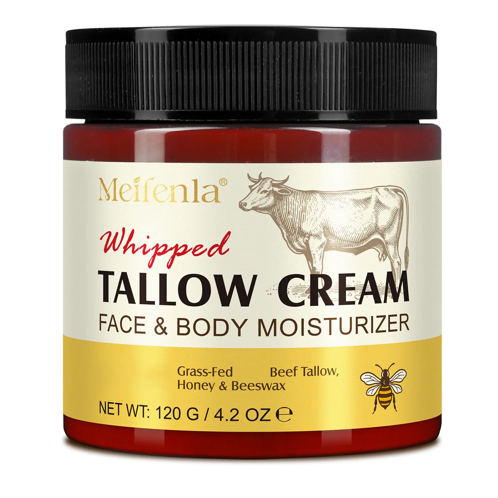 Meifenla Whipped Tallow Cream 120g Face & Body Moisturizer with Vitamins A D K E for Soft Dry Skin Comfortable Hydrating Body Glaze - Moisturizing Moisture Daily Beeswax