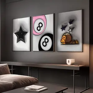 Set of 3 Hypebeast Brand Poster, Trendy Eight Ball Wall Art, Stylish Home Decor, Urban Wall Decor,