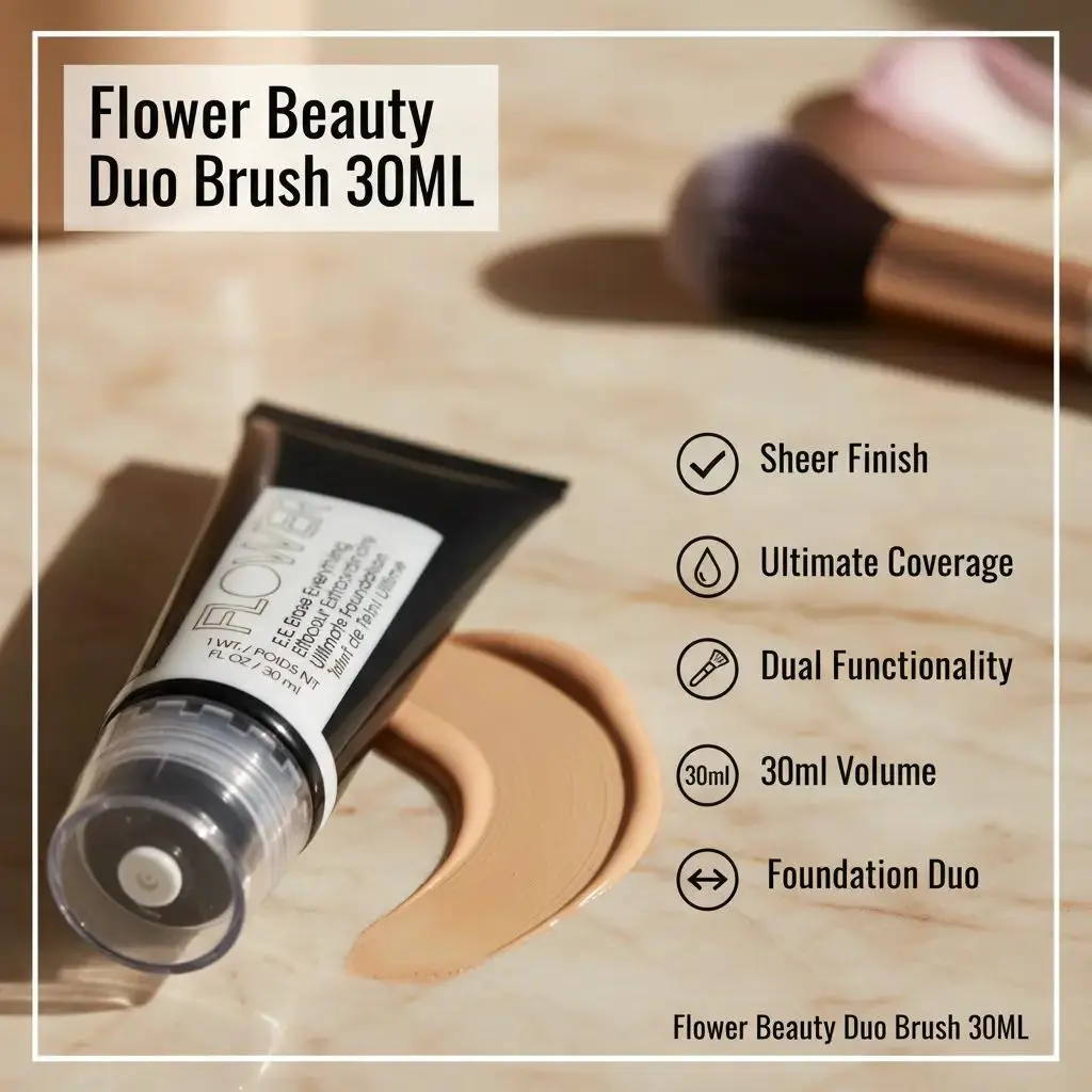 Flower Beauty Erase Everything Ultimate Foundation and Primer, Hydrating & Smoothing Cream Makeup, Shade EF1 Sheer Tint, 30ml, Cosmetic, Light