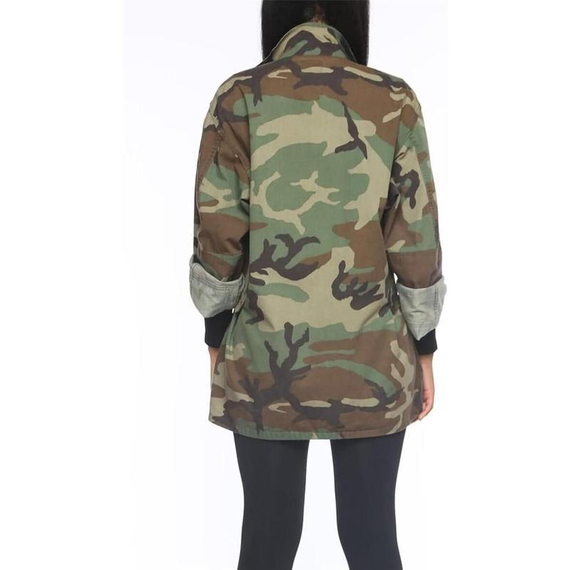 Sexy Camouflage Jacket for Women Army Fatigue Long Cargo Jackets Trench Coat Plus Size Light Womenswear Can be used with raincoat