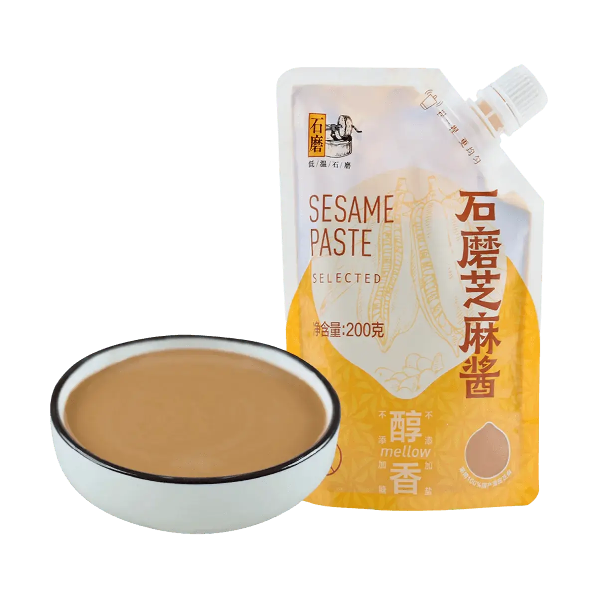 FRESHIPPO Stone Ground Sesame Paste 200g - Authentic Chinese Seasoning for Noodles, Hot Pot, Liangpi, Dips & Sauces
