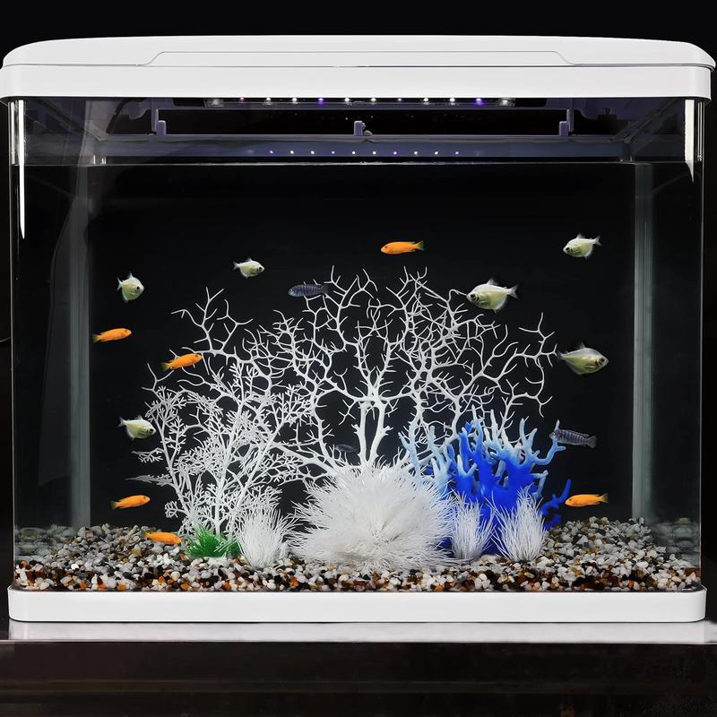 [Artificial Coral] 7 Pack White Realistic PVC Artificial Coral Reef | Vibrant Aquarium Plants, Detailed Texture, Marine Plant Ornament, Aquarium Landscape Decoration - Home Improvement.