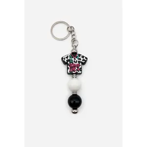 Scrub Life Beaded Keychain – Nurse & Healthcare Gift, Black and White Scrubs Charm Keychain, Handmade Medical Accessory
