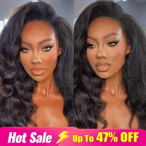ISEE HAIR Kinky Straight Invisible Hairline 180% & 150% Wear Go Half Wig Yaki Straight Seamless Flip Over Wig Glueless Human Wigs Beginner Friendly Vacation Hair#SpringStatements#greenish#TikTokShopSpringGlowUp