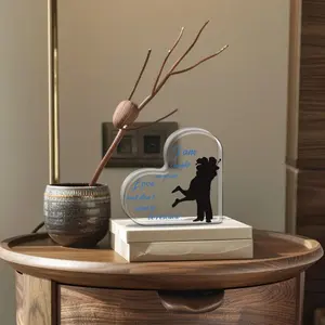 Heart-Shaped Acrylic Centerpieces Plaque Party Favor Romantic I Love You Valentines Day Gifts For Couples Weddings Anniversaries Birthdays Thanksgiving Christmas And Valentine's Day Home Decor Wood Sign