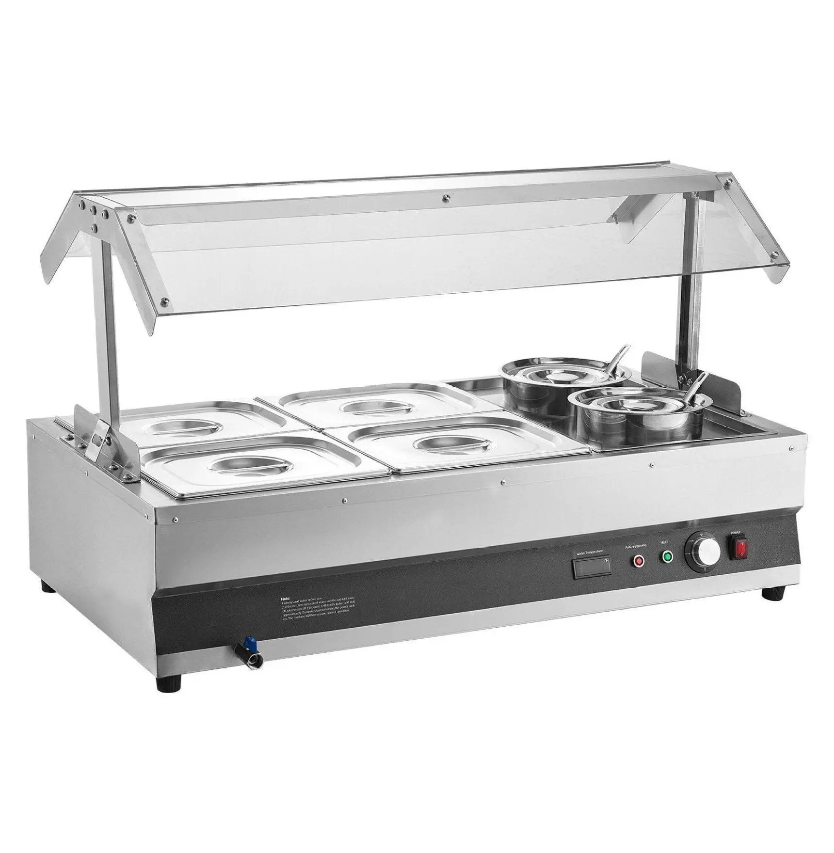 Electric Soup Warmer, 6.34QT Double Bain Marie, 1500W Stainless Steel Food Warmer with Pots & Pans, 86-185F Adjustable Temp, Soup Station for Buffet Default