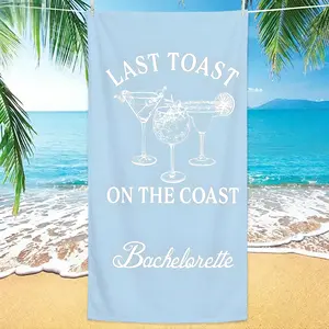 Nautical Style Microfiber Bath Towel Centered Anchor Navy Blue Background Fast Drying Sandless Travel Pool Towel