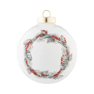 Pinecone Wreath White Round
