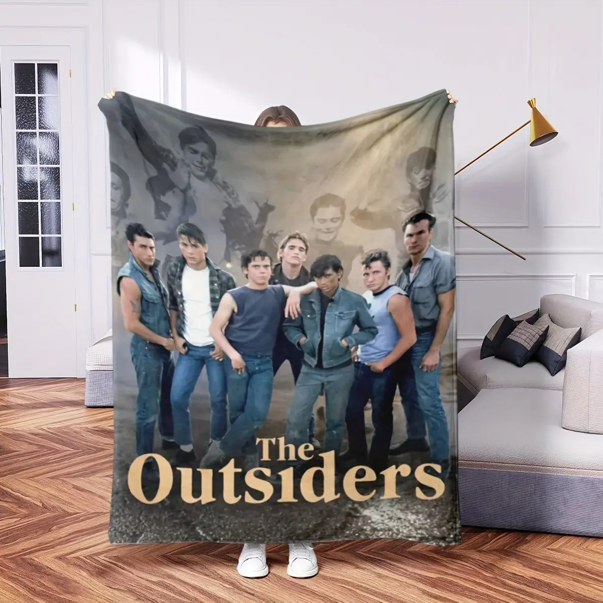 The Outsiders Movie Vintage Soft Blanket, Golden Lettering Flannel Throw, Biker Gang Themed Couch Bed Gift Blanket, Vintagesoft Blankets