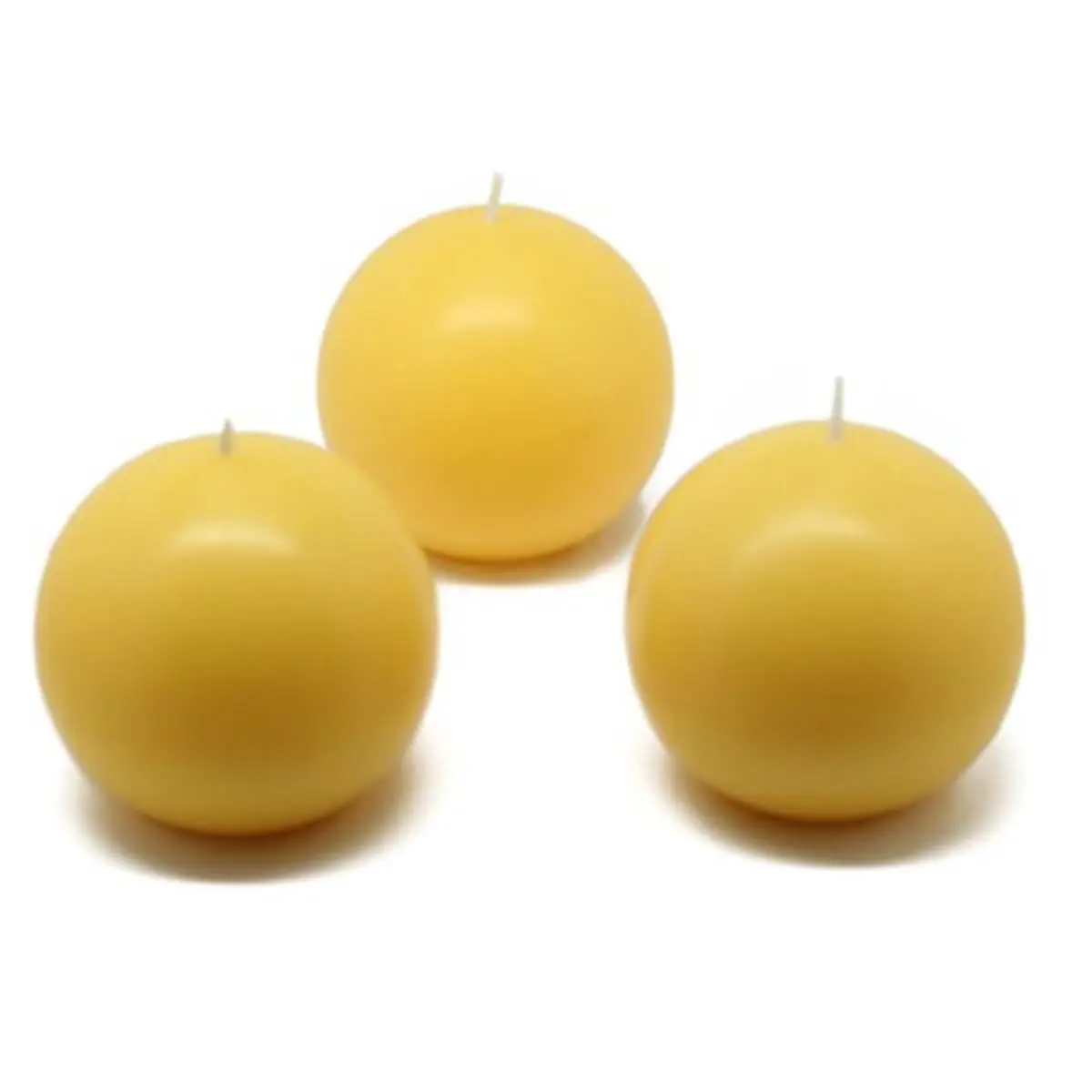 Traditional Solid Decorative Ball Candles - Yellow, 3 in., Unscented, 6-Piece per Box, for Room Decor, Bedroom Decor Ideas, House Decoration