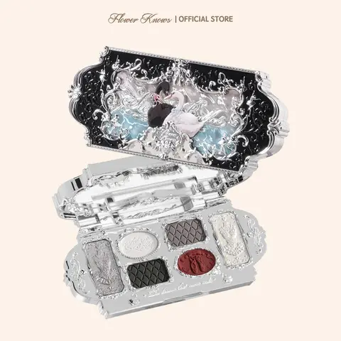 Flower Knows Swan Ballet Collection Six-Color Makeup Palette, With Matte & Shimmer Shades for Any Occasions, Long-Lasting, High Pigment, Blendable Glitter & Powder, Beauty Cosmetics, #sohochic, Ideal for Christmas gift, Black Friday