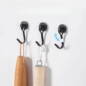 Magnetic hook with strong load-bearing capacity, no need to drill holes, wall-mounted for bathroom, kitchen, behind the door, traceless wall-mounted magnetic adhesive hook