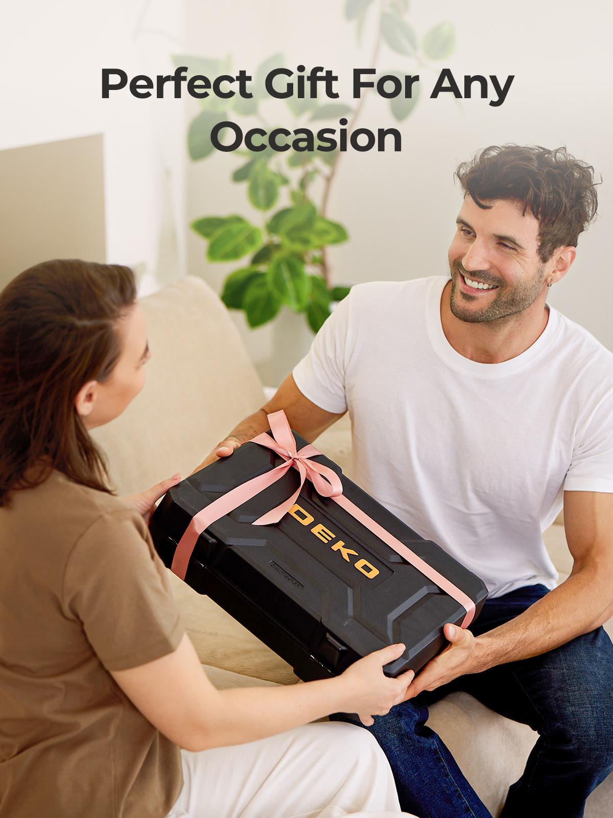 DEKO Home Mechanic Toolbox with 12V Power Cordless Drill Hand Repair Tools Sets Combo Kits Storage Organizer Drawer Case for Men