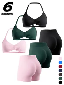 Women's 3 Pack Non See-Through Sporty Yoga Set, High Waist Shorts and Tank Top, Lightweight Summer Fitness for Running Gym, Comfortable Yoga Activewear