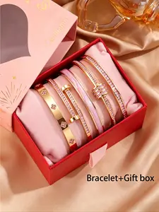 5pcs Women's Fashion Jewelry Gift Set, Stackable & Layered Accessories, Perfect Birthday & Holiday Gifts for Her, Elegant Ladies' Jewels