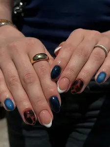 24pcs Leopard French Tip Press-On Nails – Oval Chic Animal Print Nail Set