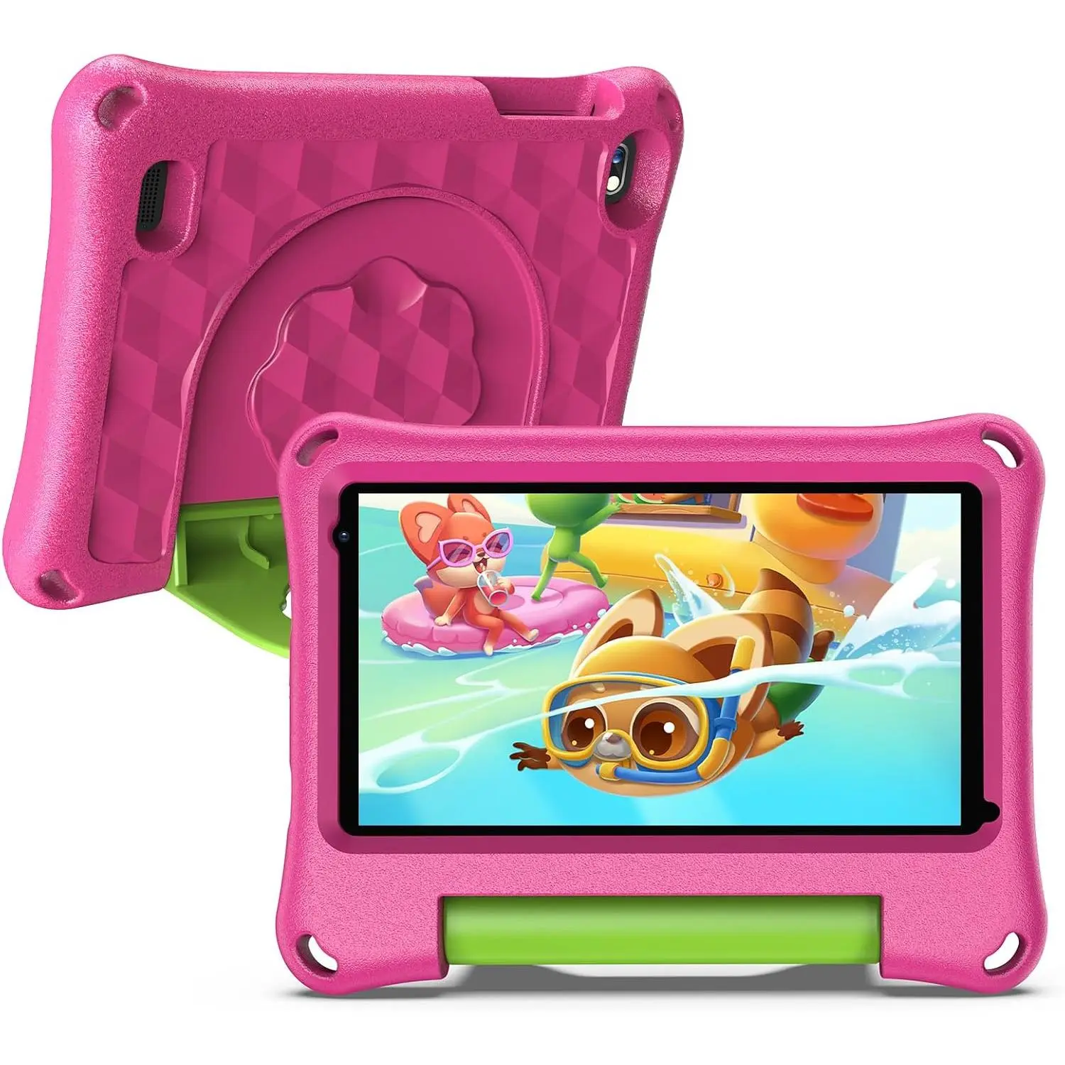 Kid-Proof Durable Kids Learning Tablet, 2GB RAM 32GB ROM, Wireless WiFi, Bluetooth, Rear Camera, Eye Protection HD IPS Touch Screen (1024x600), Parental Control, Blush Pink Student Tablet for Children, Birthday Gift, Student Tablets
