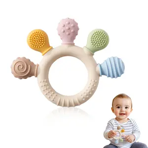 Baby Silicone Teething Ring with Cute Shapes, Safe & Gentle Design, Perfect for Soothing Gums, Ideal Gift for Newborns