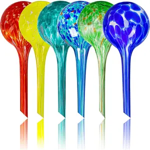 Watering Globes Set of 6 - Small Glass Self Watering Bulbs Up to 5 Days of Irrigation - for Indoor & Outdoor  - Multicolor, Automatic, Glass Watering Bulbs for Daily Use, Watering Devices