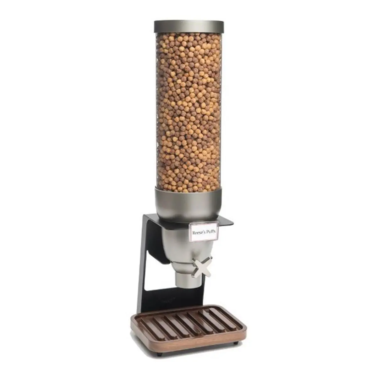 Rosseto Serving Solutions EZ529 Single Container Table-Top Cereal Dispenser with Walnut Tray- 2 Gallon