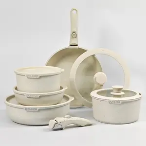 17pcs Pots and Pans Set Nonstick Ceramic Cookware Set PFAS-Free Detachable Handle with Lids Induction Cookware