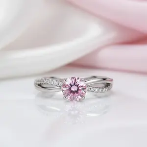 Fancy 1.25 Ct Pink Diamond Option Twisted Engagement Ring