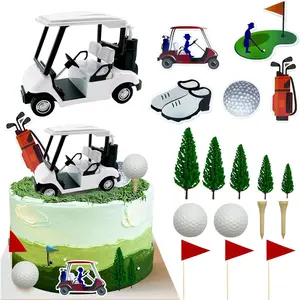 Golf cake decorations cart toppers heading for the green topper for golfers with cart flag ball theme party supplies