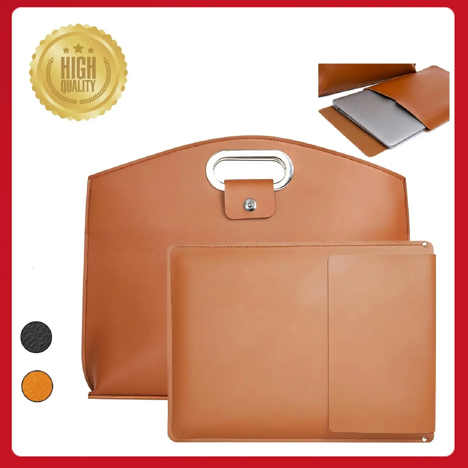 Women's 2-Piece Waterproof PU Leather Bag Set - 14-16in for Laptops, iPads & Macbooks, Durable Laptop Work Bags with Chic Tote, Briefcase, Purse & Backpack, Waterproof Material, Ideal Mother's Day Gift for Her#SummerVibes, Laptop Travel Bag, Metal Handle,