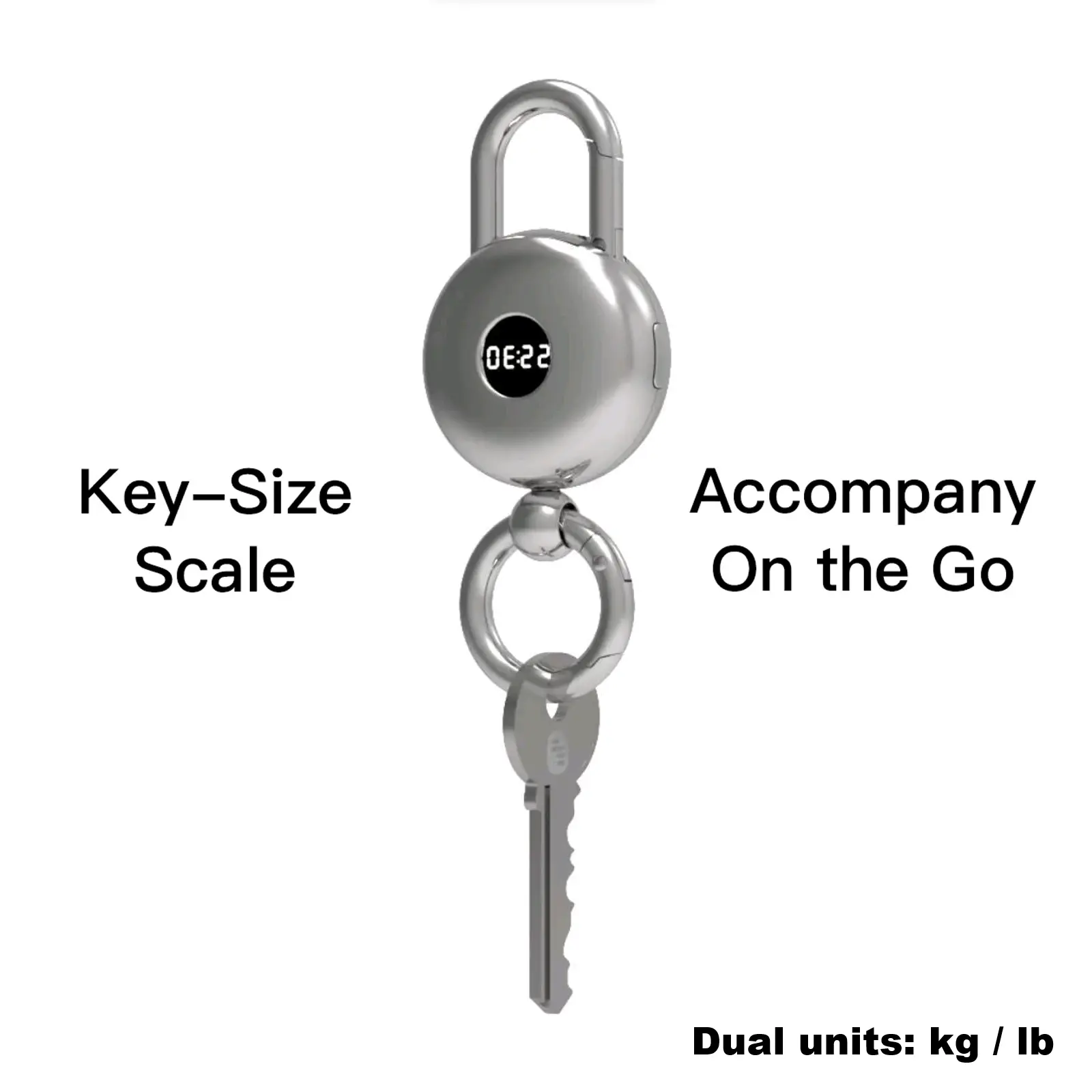 Digital Keychain Scale with Clock – Dual Units (kg/lb), Compact & Versatile
