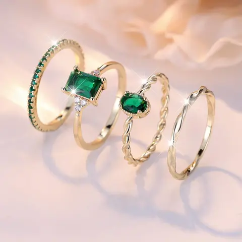 Women's Elegant Artificial Zircon Decorated Rings As Perfect Gift for Girlfriend, Minimalist Temperament Artificial Zircon Inlaid Ring Set for Daily & Party Decoration, Wedding Promise Rings, Artificial Gemstone Ring, Beautiful Rings