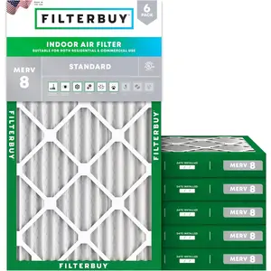 Filterbuy 20x34x2 Air Filter (6-Pack), Pleated MERV 8 Dust Defense HVAC AC Furnace Air Filters (Actual Size: 19.50 x 33.50 x 1.75 Inches)