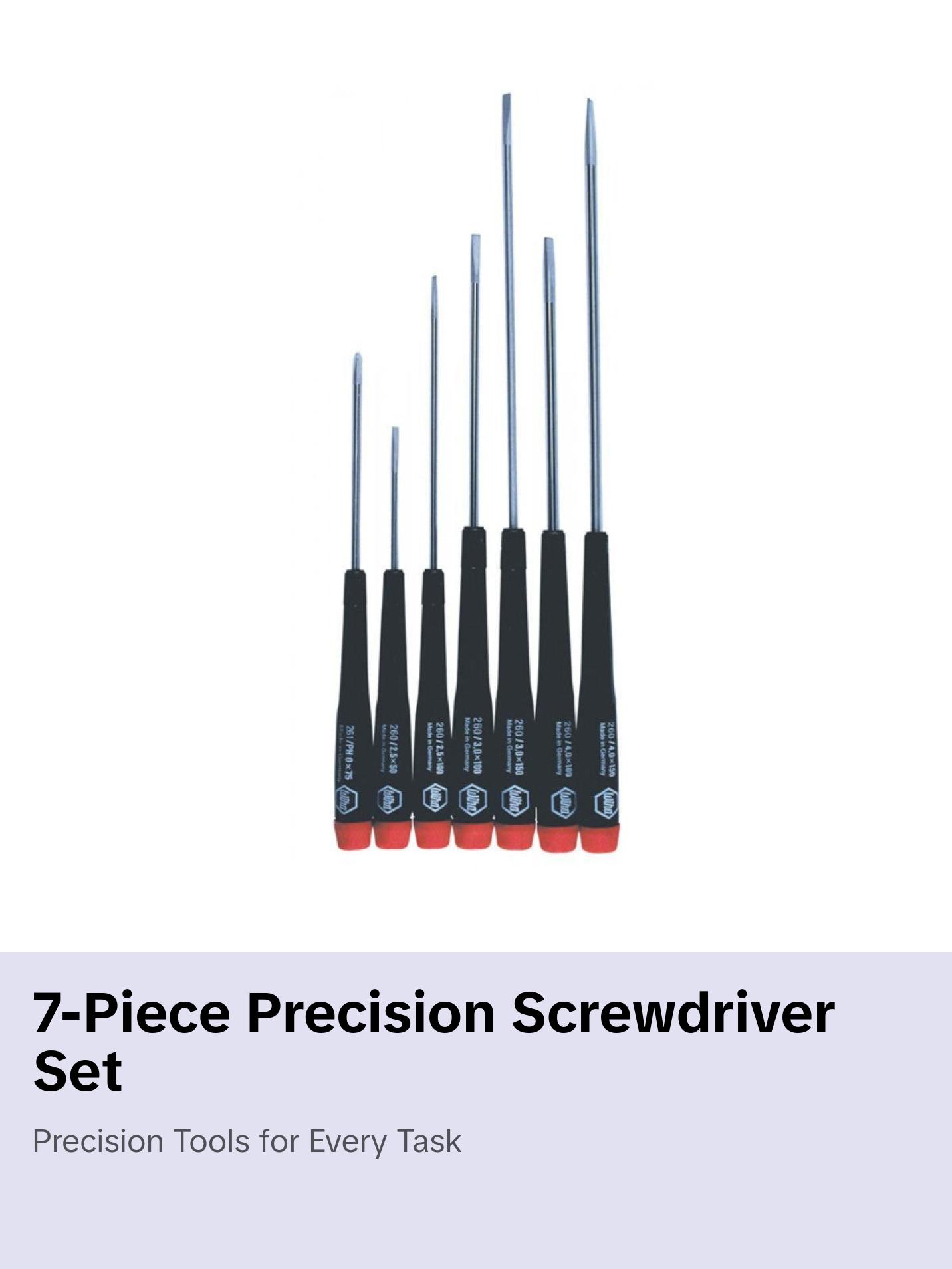 Wiha Tools 26092 7 Piece Precision Slotted and Phillips Screwdriver Set
