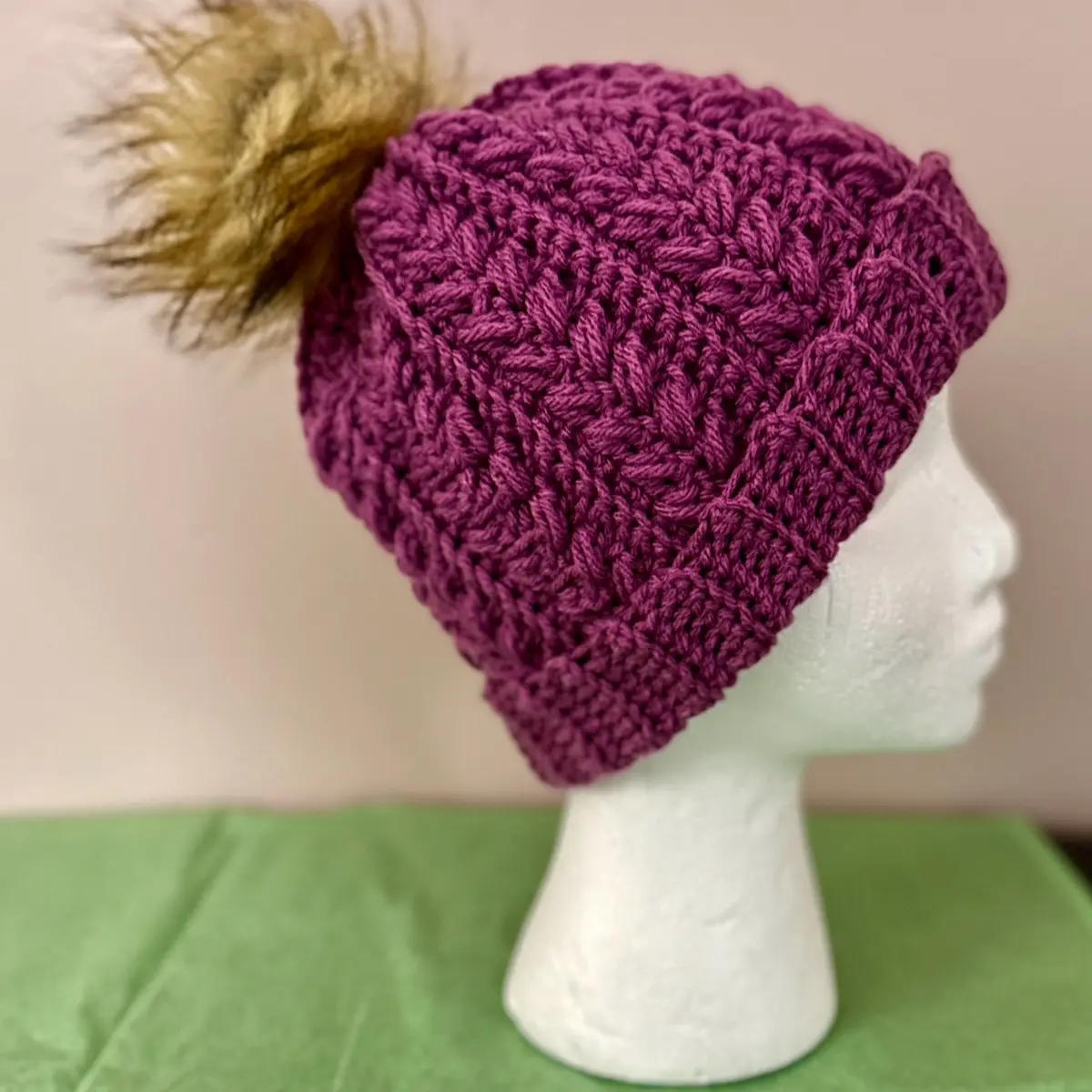 Snow Puff Crochet Beanie - Handmade Super Soft Acrylic Yarn with Removable Pouf - Sizes Newborn to Adult