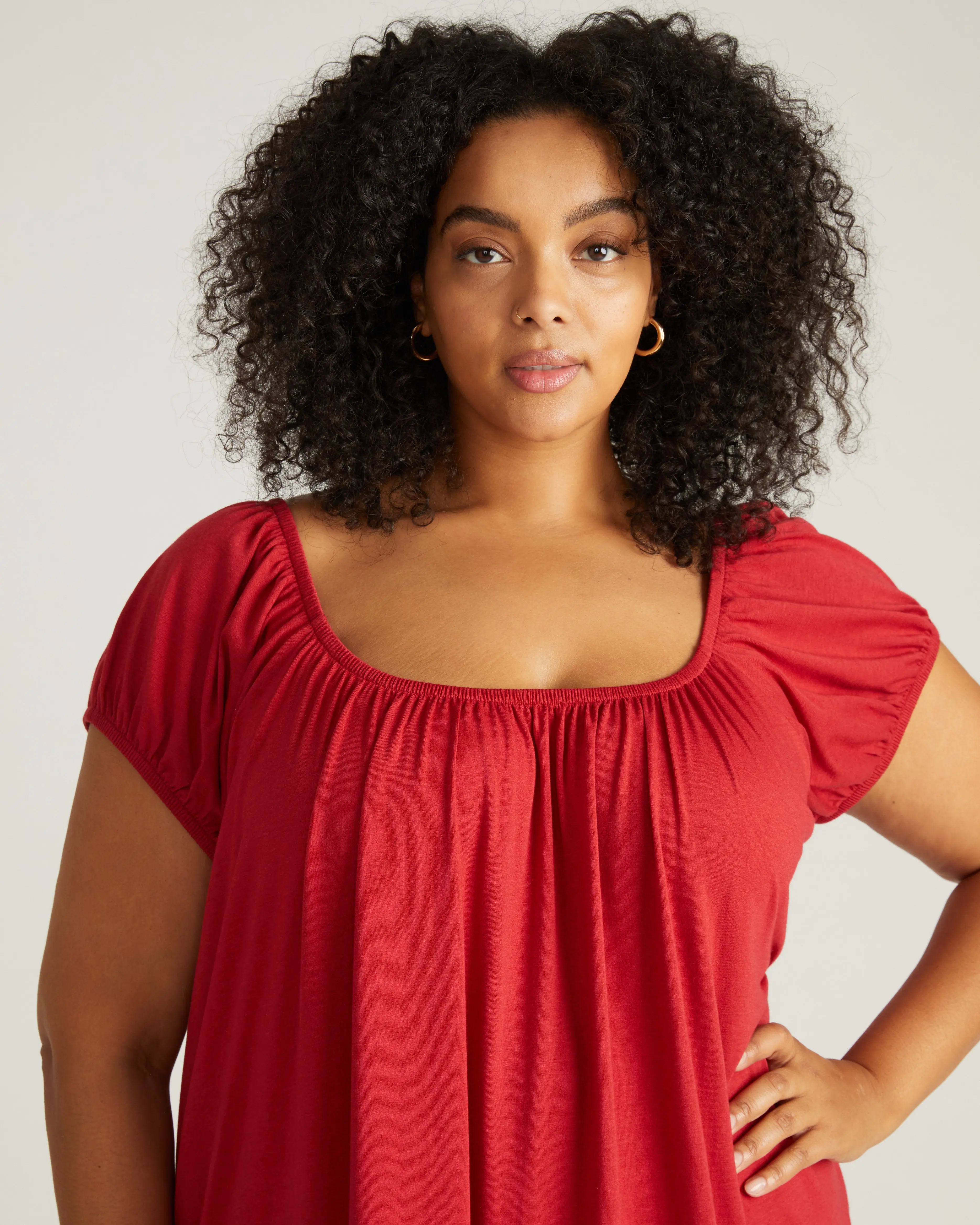 Lilian Nightwear, Soft Short Sleeve Jersey Loungewear with Romantic Details, Luxury Sleep Nightdresses in Raspberry, Stretchable, Smooth, Casual, Solid, Sumptuous, Sleepwear Jersey, Shortsleeve, Romance, Lady, Clothes, Soft Sleep Jersey