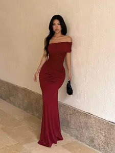 Women's Summer Elegant Bodycon Asymmetrical Shoulder Patchwork Formal Dress, Perfect for Daily Wear and Special Occasions