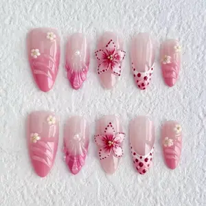 10pcs Blossom & Pearl Press-on Nails