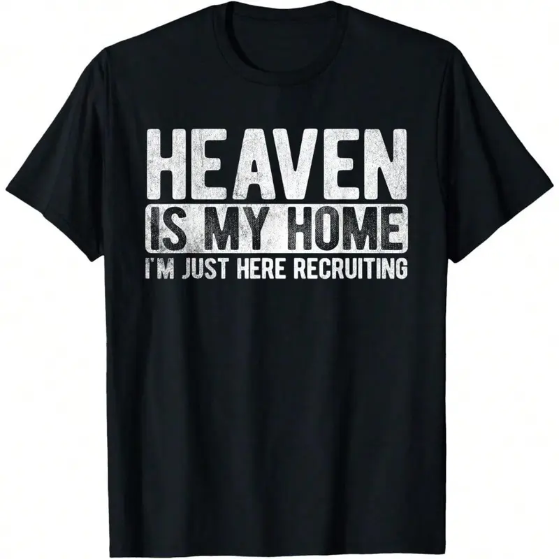 Men's Short Sleeve T-Shirt Funny T-Shirt For Men Heaven Is My Home Christian Religious Jesus T-Shirt Unisex Soft Fabric, Breathable, Comfortable Short Sleeve T-Shirts Perfect For Summer
