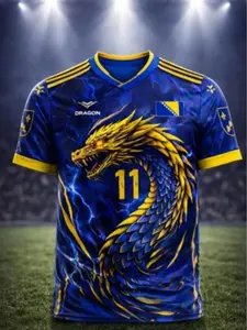 Bosnia Herzegovina Crew Neck Soccer Fan 3D Jersey, Custom Name Number Football Tee