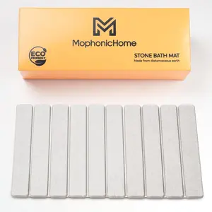 Foldable Stone Bath Mat - Diatomaceous Earth Shower Mat, Non-Slip Quick-Dry Stone Bath Mats for, Absorbent, Compact, Easy to, Light Grey (23.5 x 15)