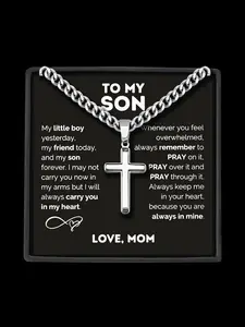 Cross Pendant Necklace for Men, Cross Necklaces, Cuban Chain Cuban Link Chain with Card Box Gift Set, Fashion Accessory for Daily Wear, Birthday Anniversary Present